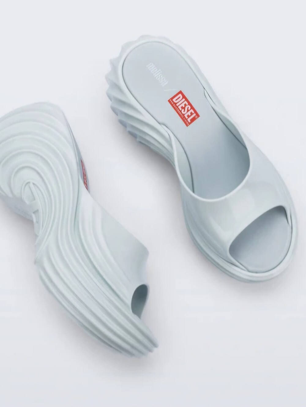 Melissa x Diesel Light Blue Wave Platform Mules